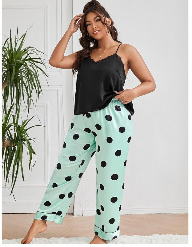 Set de pijamale de marime mare XL-5XL Lenjerie de dormit pentru femei Costum de pijama cu decolteu în V Lenjerie de noapte Pantaloni Noua vară Casual din satin mătăsos Îmbrăcăminte de acasă