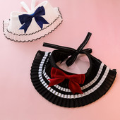 Κολάρο κατοικίδιων Preppy Κολάρο κατοικίδιων Αξεσουάρ πετσετών για σκύλους γάτας Δαντέλα Φιόγκος γατάκι φόρεμα ρυθμιζόμενο αξεσουάρ γάτας