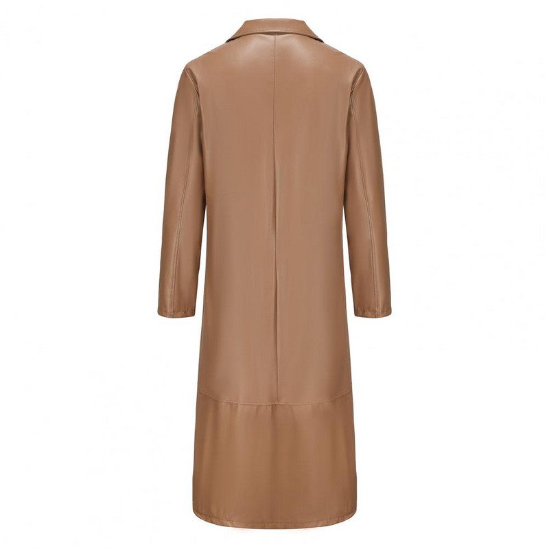 Jachetă pentru bărbați, guler răsturnat, netedă, culoare solidă, pentru bărbați, din piele artificială, rezistentă la vânt, îmbrăcăminte de stradă, slim cu mânecă lungă, trenci pentru bărbați