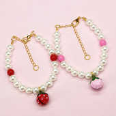 Κολιέ με μαργαριτάρι για σκύλους Πριγκίπισσα με φιόγκο Κοσμήματα Γάτα Χαριτωμένο γιακά Αξεσουάρ κουταβιών Αλυσίδα σκύλου Chihuahua Γαμήλια κοσμήματα