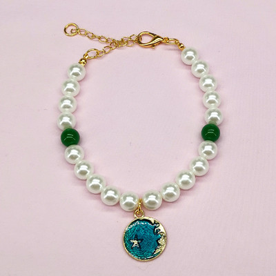 Κολιέ με μαργαριτάρι για σκύλους Πριγκίπισσα με φιόγκο Κοσμήματα Γάτα Χαριτωμένο γιακά Αξεσουάρ κουταβιών Αλυσίδα σκύλου Chihuahua Γαμήλια κοσμήματα