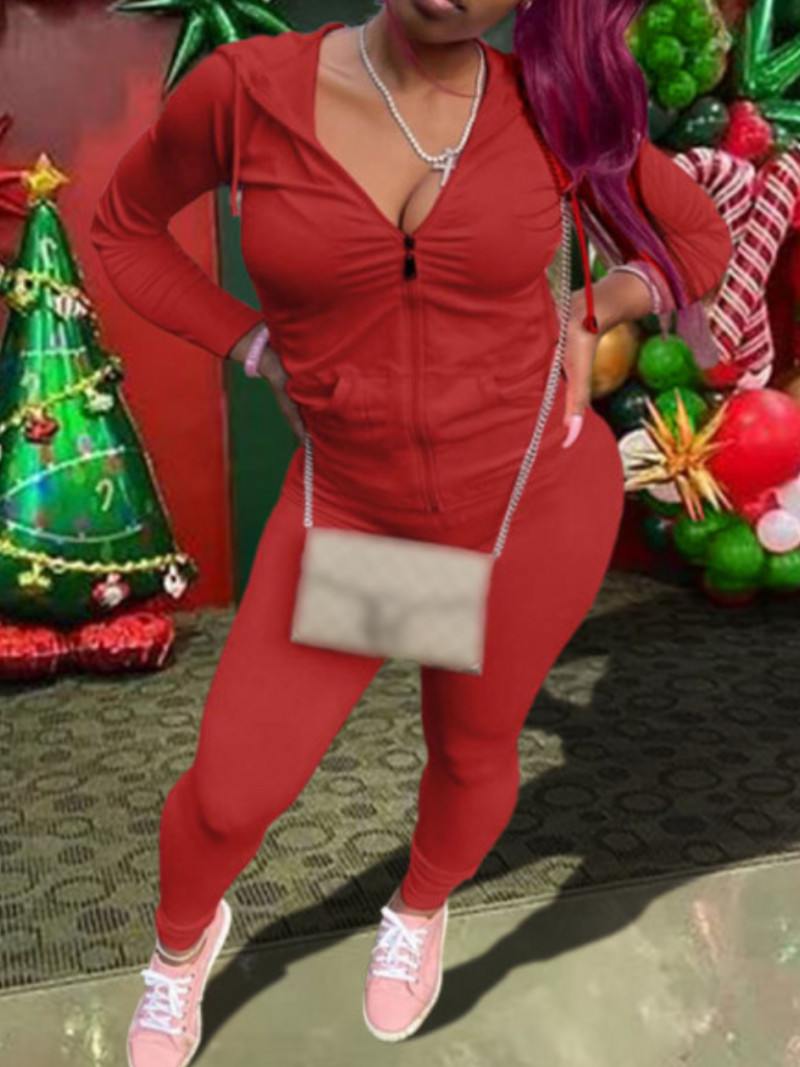 Σετ φόρμας τσέπης καγκουρό με κουκούλα LW Plus Size