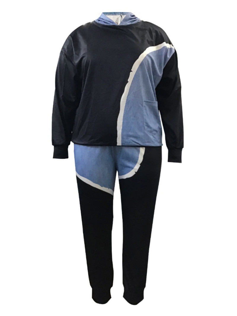 LW Plus Size dressikomplekt Sügistalvine pikkade varrukatega vabaaja 2 tk komplekt Naistele sobiv soe Hoodie & pükste dressikomplekt