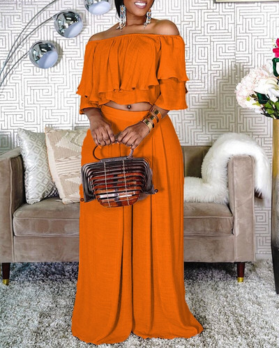 Κομψό κοστούμι L-5XL Plus-Size Παντελόνι με φαρδύ πόδι με ανοιχτό ώμο πάνω από σέξι κοστούμι παντελόνι