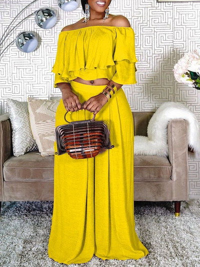 Κομψό κοστούμι L-5XL Plus-Size Παντελόνι με φαρδύ πόδι με ανοιχτό ώμο πάνω από σέξι κοστούμι παντελόνι