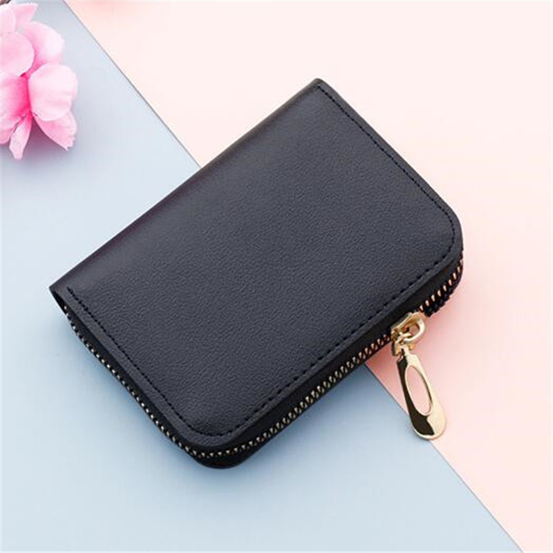 PU кожа Мъже Жени Картодържател Малък портфейл с цип Плътна чанта за монети Дизайн на акордеон Rfid ID Чанти за бизнес кредитни карти Cartera