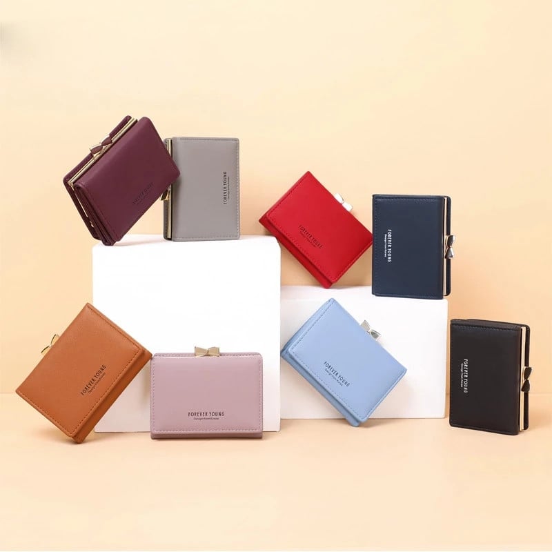 Uus kaasaskantav mini-kaardihoidja naiste rahakott, väike klambritega siduriga lühike rahakott naiste PU-nahast mündikott, naiste hasp-sidur
