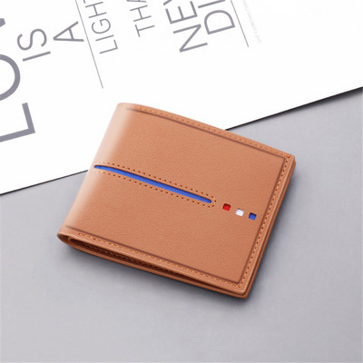 Vyriška trumpa piniginė su užtrauktuku monetų piniginė, asmens tapatybės kortelės vairuotojo pažymėjimo laikiklis Mėlyna ruda spalva vyriška piniginė 2023 m. Carteira Masculina