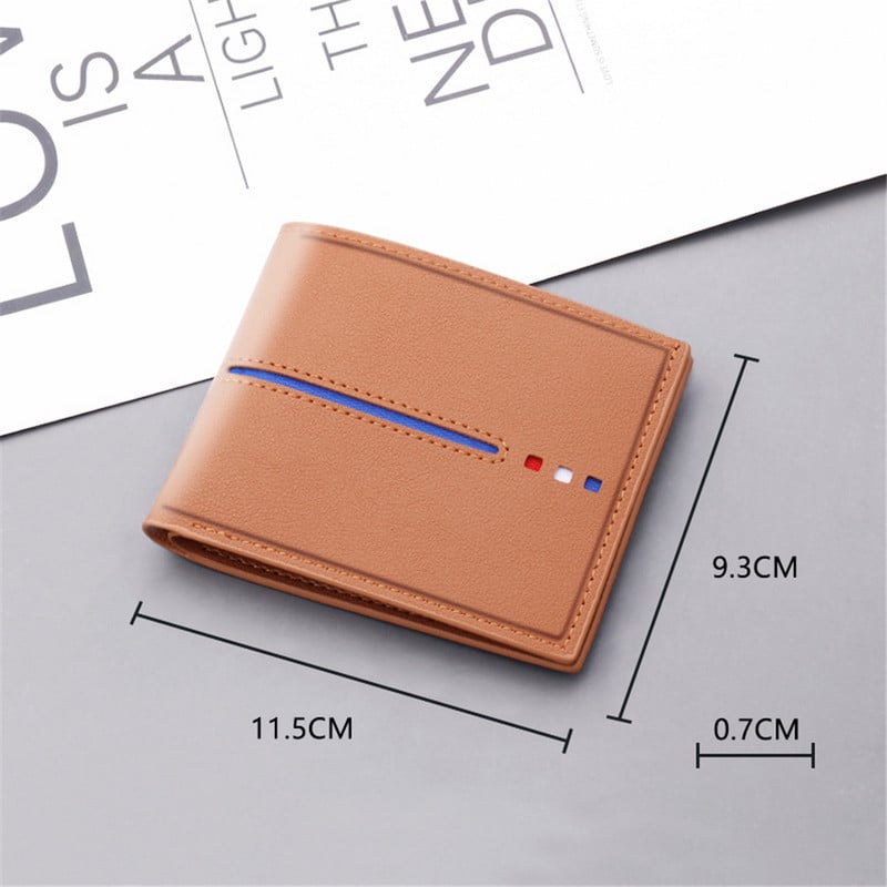 Vyriška trumpa piniginė su užtrauktuku monetų piniginė, asmens tapatybės kortelės vairuotojo pažymėjimo laikiklis Mėlyna ruda spalva vyriška piniginė 2023 m. Carteira Masculina