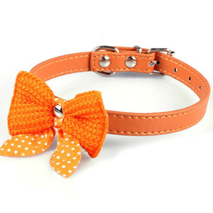 Χαριτωμένο πουά πλεκτό παπιγιόν ρυθμιζόμενο PU δερμάτινο κολιέ για κουτάβι για κατοικίδια κολιέ XS SM Chihuahua Yorkie Μαλτέζικης Πομερανίας