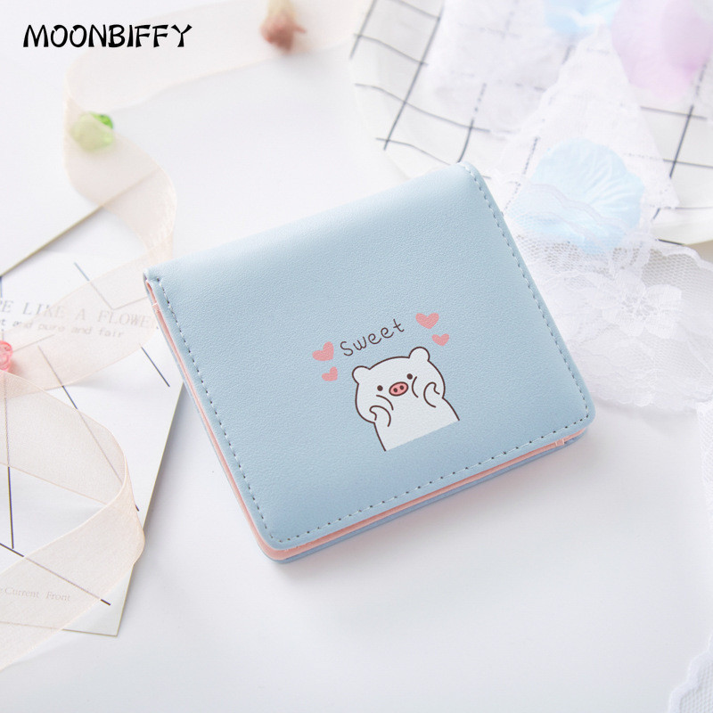 Γυναικεία πορτοφόλια Kawaii Γυναικείες τσάντες με τυπωμένα χρήματα με κινούμενα σχέδια Γυναικείες τσάντες για γλυκά ροζ κέρματα Θήκη κάρτας Carteras Para Mujer πορτοφόλια Μίνι τσάντες