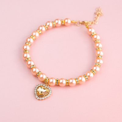 Κολάρο κατοικίδιων για γάτα Σκύλος Κουδούνι μαργαριτάρι κολιέ Κοσμήματα αγάπης στρας Κολάρα κατοικίδιων γατών Προμήθειες για κατοικίδια Ρυθμιζόμενο κολάρο κατοικίδιων