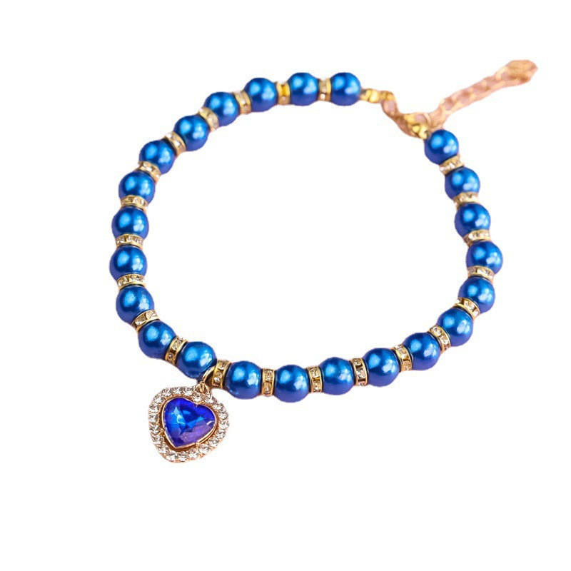 Κολάρο κατοικίδιων για γάτα Σκύλος Κουδούνι μαργαριτάρι κολιέ Κοσμήματα αγάπης στρας Κολάρα κατοικίδιων γατών Προμήθειες για κατοικίδια Ρυθμιζόμενο κολάρο κατοικίδιων