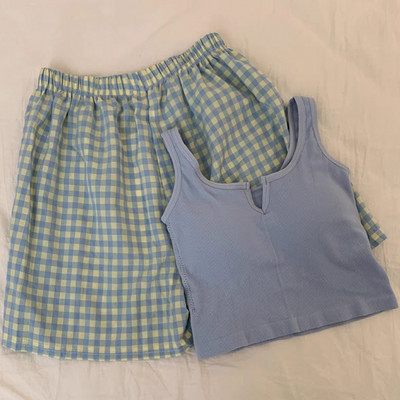 Naiste suvine pidžaamakomplekt Lilledega lühikesed püksid Varrukateta vest rinnakorviga ülikond Koduriided, mida kantakse väljas Spordiga Mugavad puhkerõivad