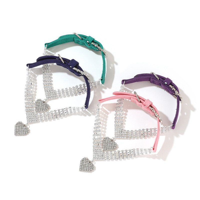 Rhinestone γιακά σκύλου Ρυθμιζόμενο λουράκι λαιμού Διαμαντένιο κρυστάλλινο κολάρο για μικρό κορίτσι κατοικίδιο κουτάβι Αξεσουάρ για γενέθλια γάμου