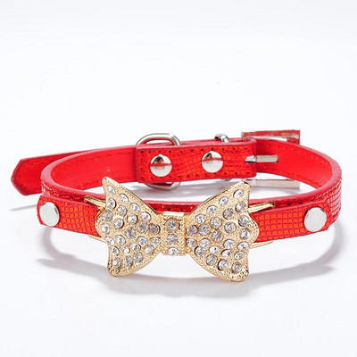 Κολάρα σκυλιών Rhinestone Μικρά σκυλιά Bling Crystal Bow PU Δερμάτινο κολάρο κατοικίδιων για κουτάβι γάτες Κολιέ για σκύλους Λουρί για σκύλους Αξεσουάρ για σκύλους
