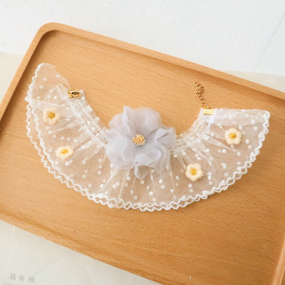 Articole pentru animale de companie Guler elegant din dantelă de vară Tifon Arc Colier cu flori Pisicuțe Cățeluș Guler reglabil Accesorii pentru animale de companie