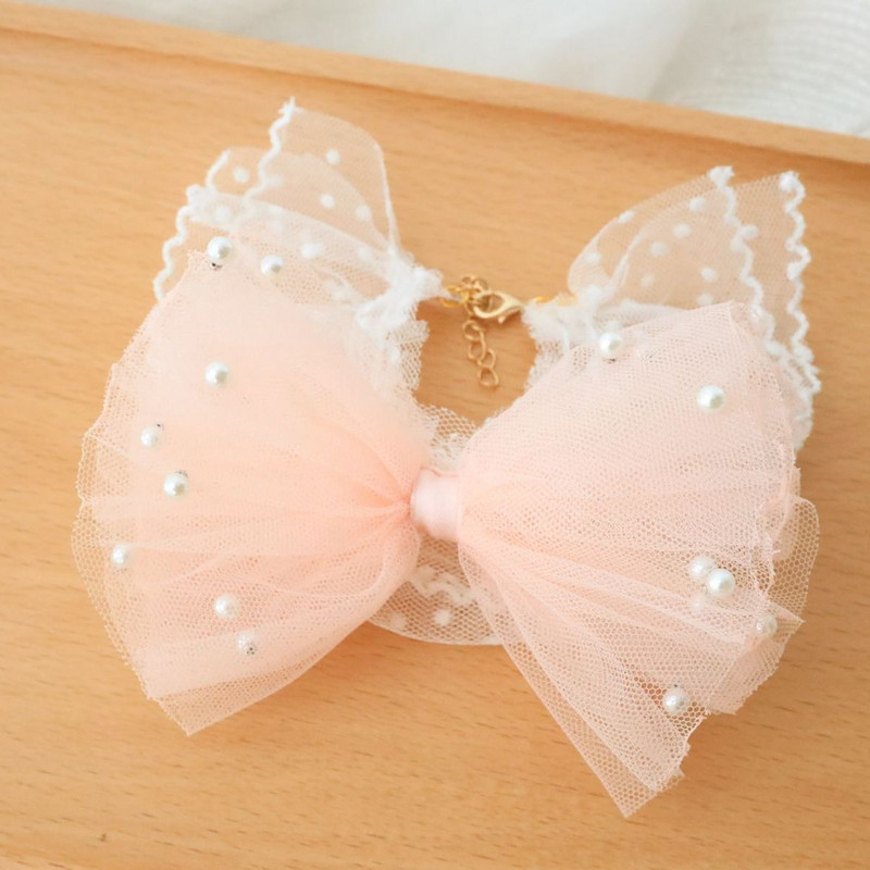 Articole pentru animale de companie Guler elegant din dantelă de vară Tifon Arc Colier cu flori Pisicuțe Cățeluș Guler reglabil Accesorii pentru animale de companie