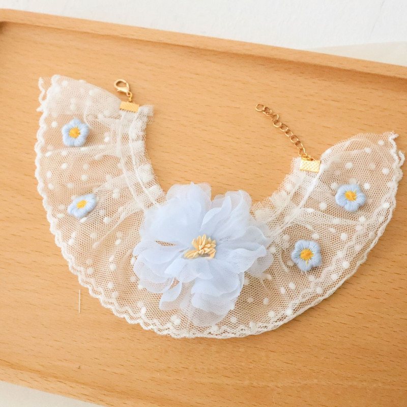 Articole pentru animale de companie Guler elegant din dantelă de vară Tifon Arc Colier cu flori Pisicuțe Cățeluș Guler reglabil Accesorii pentru animale de companie