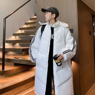 Μεσαίου μήκους βαμβακερό τζάκετ ανδρικό χειμωνιάτικο νέο πάνω από το γόνατο φαρδύ oversized χοντρό βαμβακερό τζάκετ μπουφάν ψωμιού