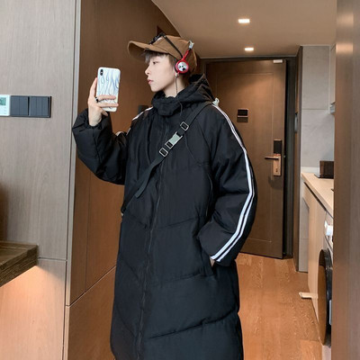 Μεσαίου μήκους βαμβακερό τζάκετ ανδρικό χειμωνιάτικο νέο πάνω από το γόνατο φαρδύ oversized χοντρό βαμβακερό τζάκετ μπουφάν ψωμιού