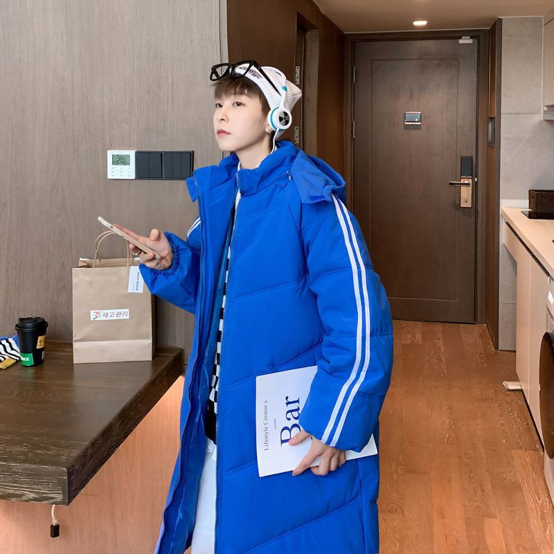 Μεσαίου μήκους βαμβακερό τζάκετ ανδρικό χειμωνιάτικο νέο πάνω από το γόνατο φαρδύ oversized χοντρό βαμβακερό τζάκετ μπουφάν ψωμιού