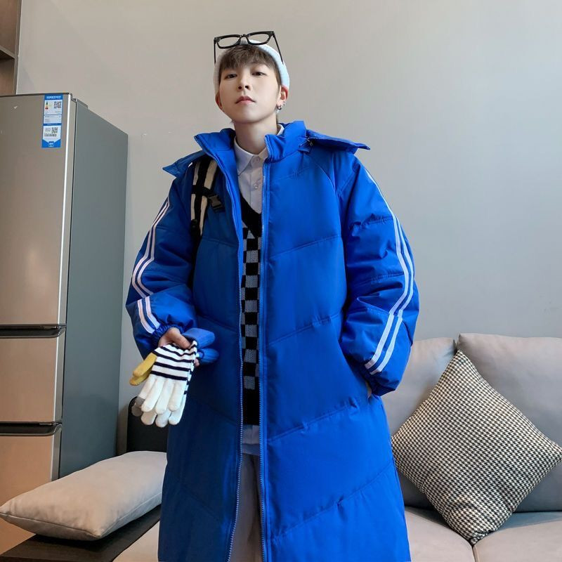 Μεσαίου μήκους βαμβακερό τζάκετ ανδρικό χειμωνιάτικο νέο πάνω από το γόνατο φαρδύ oversized χοντρό βαμβακερό τζάκετ μπουφάν ψωμιού