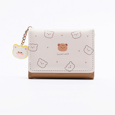 Γυναικείο κοντό λεπτό πορτοφόλι Κορεατική έκδοση Χαριτωμένο καρτούν αρκουδάκι Γυναικείο μικρό πορτοφόλι Φοιτητικό Τριπλό πορτοφόλι Γυναικείο τσαντάκι με κέρματα Carteras