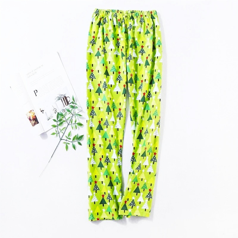 Női pizsama szett - hangulatos 100% pamut pizsama divatos karácsonyfamintával - Nagy méretű, 2 részes otthoni hétköznapi nappali ruha