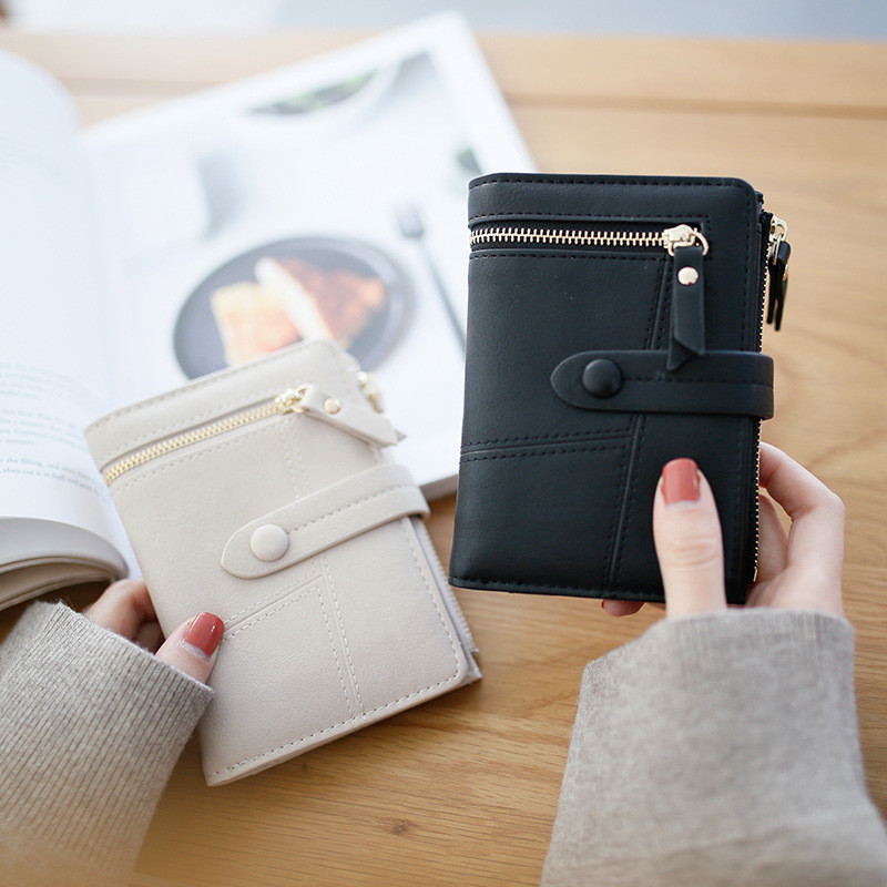 Μόδα κοντό πορτοφόλι Γυναικείο πτυσσόμενο φερμουάρ PU Δερμάτινο γυναικείο τσαντάκι με κέρματα Γυναικεία τσαντάκια Hasp Συμπλέκτης πιστωτικής κάρτας Θήκη για χρήματα Τσάντα Carteras