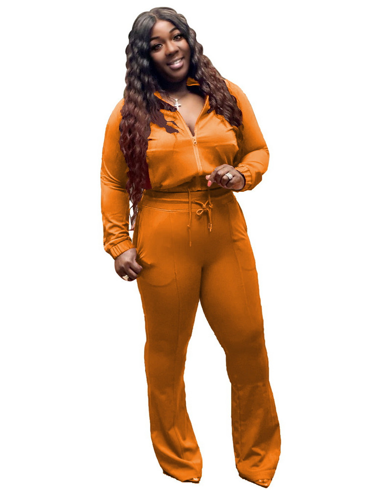 XL-5XL Χονδρική Dropshipping 2022 Winter Plus Size Σετ Γυναικεία αθλητική φόρμα μακρυμάνικη παλτό Παντελόνι φαρδύ πόδι Αθλητική γυναικεία φόρμα