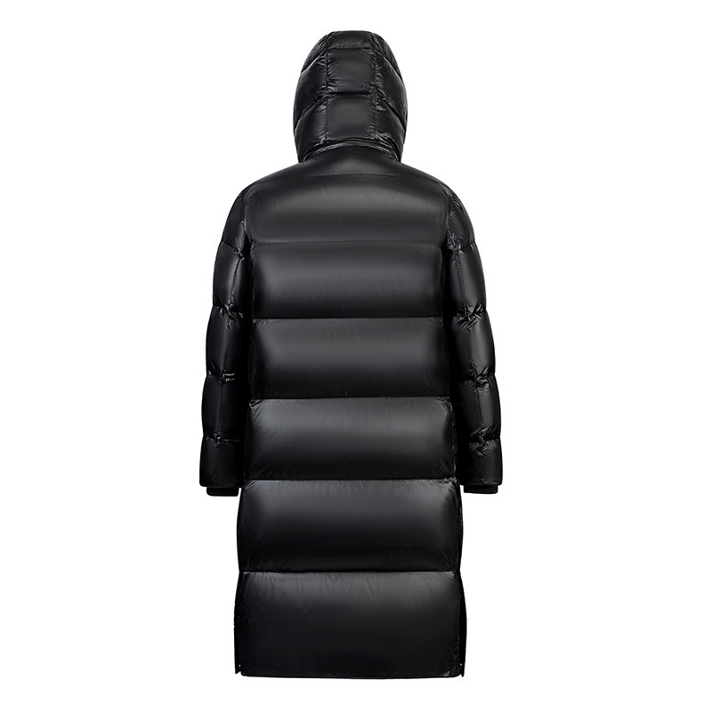 Moodne talvine must pikk sulejope meeste kapuutsiga veekindel tuulekindel soe 90% valge pardimantel Kõrge kvaliteediga