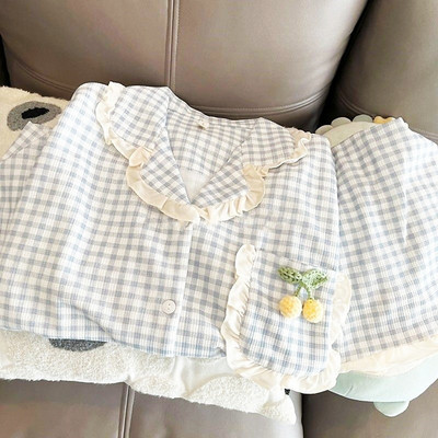 Γυναικείο σετ πιτζάμες - κοντομάνικο πουκάμισο και σέξι καρό σορτς με στάμπα, Sweet Cherry Princess Pyjamas, Plus Size Cozy Homewear