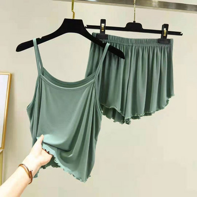 Πυτζάμες για γυναίκες Καλοκαιρινά μασίφ Sleepwear Σέξι Πυτζάμες Σετ φανελάκι σορτς Χαριτωμένα εσώρουχα μαλακά αμάνικα νυχτικά αμάνικα