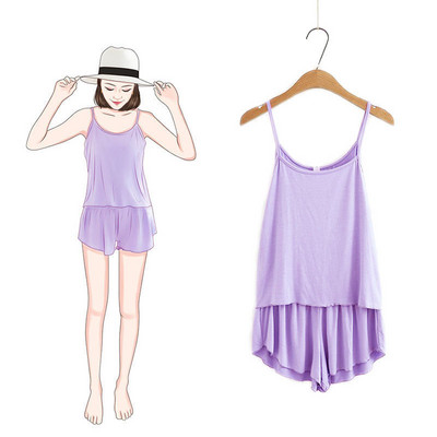 Πυτζάμες για γυναίκες Καλοκαιρινά μασίφ Sleepwear Σέξι Πυτζάμες Σετ φανελάκι σορτς Χαριτωμένα εσώρουχα μαλακά αμάνικα νυχτικά αμάνικα