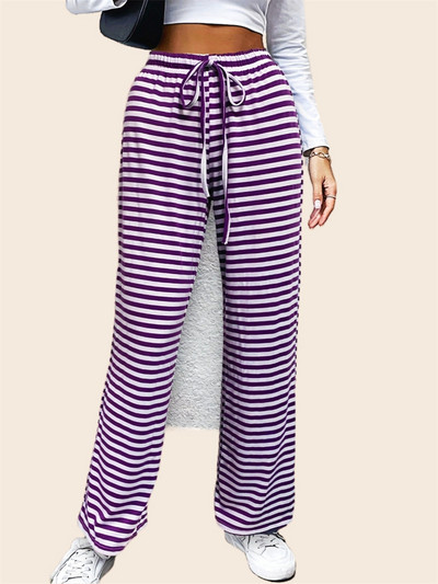 Top de pijama cu mâneci lungi în dungi modal pentru damă, pentru primăvară și toamnă, marimi mari, larg, ușoară, cu gât rotund