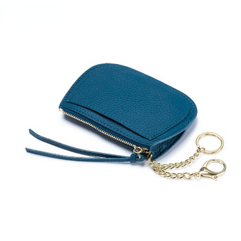 Кожен портфейл Zero Wallet Mini Key Chain Zipper Style Coin Change Wallet Wristlet Purses Портмоне за момичета Малка торбичка Carteras Para Mujer