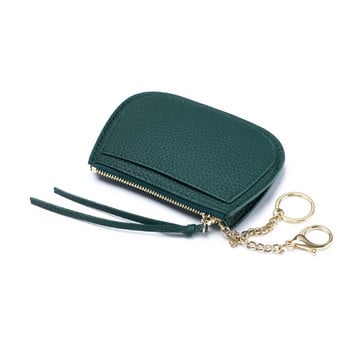 Кожен портфейл Zero Wallet Mini Key Chain Zipper Style Coin Change Wallet Wristlet Purses Портмоне за момичета Малка торбичка Carteras Para Mujer