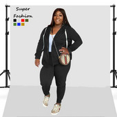 L-4XL Plus Size Σετ Χειμερινά μακρυμάνικα 2 Γυναικεία στολή Αθλητικά Φούτερ Παντελόνια Κοστούμια Μονόχρωμα Χονδρική Dropshipping