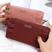 Új női PU bőr hosszú pénztárcák női nagy kapacitású érme pénztárcák több kártya foglalattal cipzáros kuplung Carteras Para Mujer