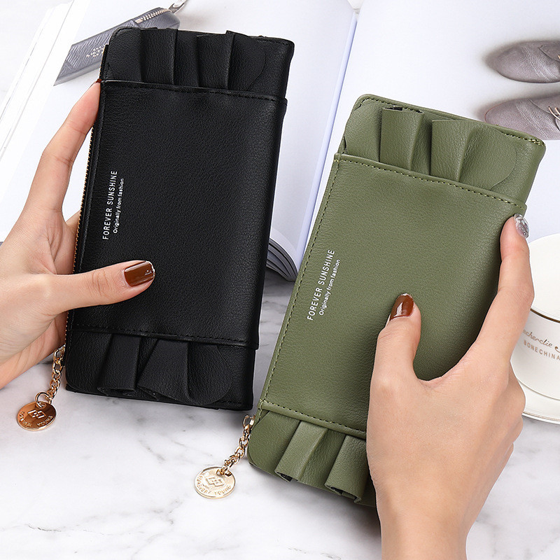 Új női PU bőr hosszú pénztárcák női nagy kapacitású érme pénztárcák több kártya foglalattal cipzáros kuplung Carteras Para Mujer