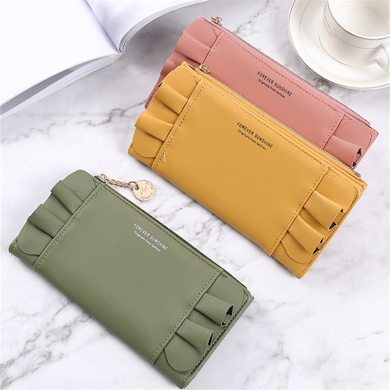 Új női PU bőr hosszú pénztárcák női nagy kapacitású érme pénztárcák több kártya foglalattal cipzáros kuplung Carteras Para Mujer