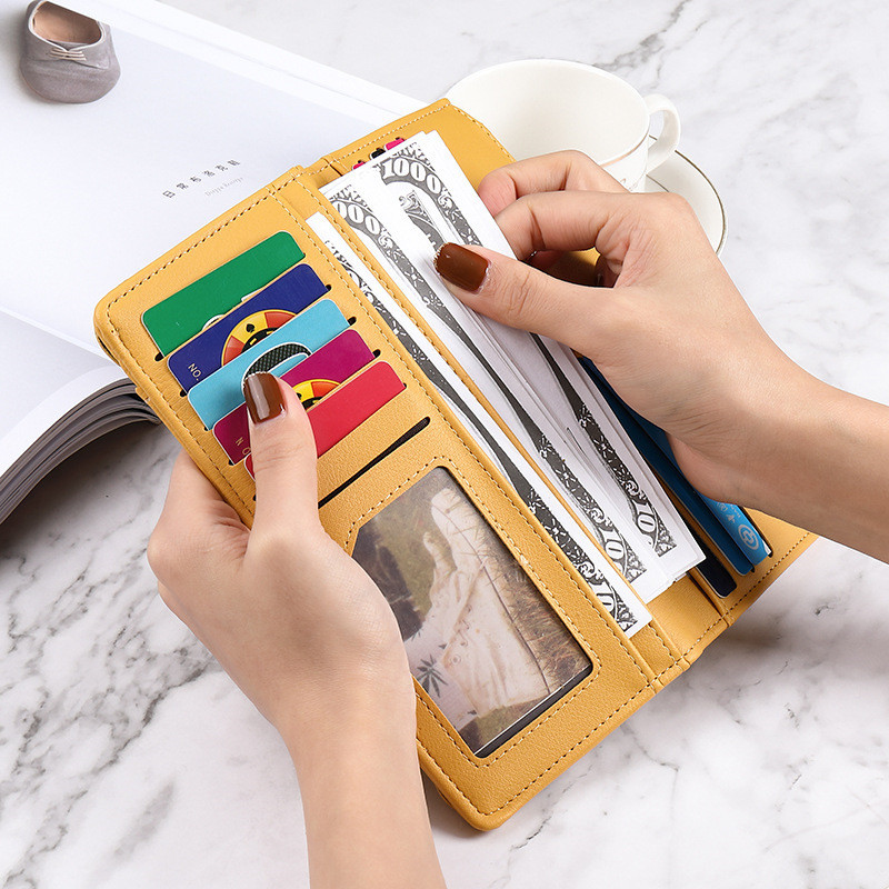 Új női PU bőr hosszú pénztárcák női nagy kapacitású érme pénztárcák több kártya foglalattal cipzáros kuplung Carteras Para Mujer