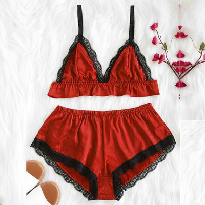 Hot γυναικεία Sleepwear Satin Sleepwear Top σορτς Νυχτικά Σέξι εσώρουχα Σετ πιτζάμες Γυναικείο στυλ Leisure Home Split Set Πυτζάμες