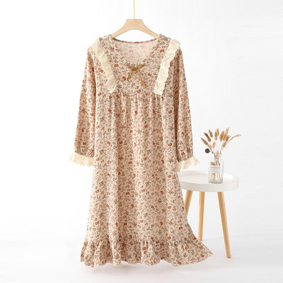 Pijama franceză cu trandafiri vintage, haine de acasă din bumbac, pijama cu mâneci lungi, sexy, cu decolteu în V, ansamblu feminin elegant