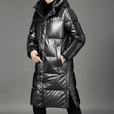 Jachetă de iarnă pentru bărbați Parka lungă Palton alb de puf de rață Îmbrăcăminte pentru bărbați Jachetă lucioasă la modă Pardesiu gros și cald