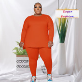 WSFEC XL-5XL Jesenné outfity 2022 Dámske oblečenie Plus Size Dámske oblečenie Dvojdielne súpravy Dámske voľné ležérne top s dlhým rukávom a nohavice