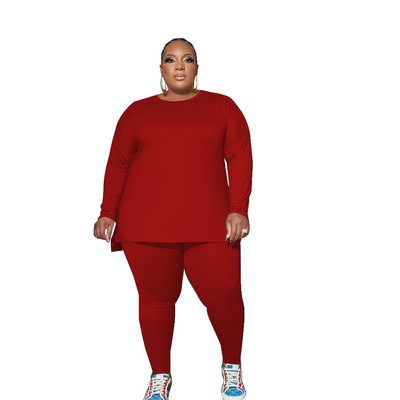 WSFEC XL-5XL Jesenné outfity 2022 Dámske oblečenie Plus Size Dámske oblečenie Dvojdielne súpravy Dámske voľné ležérne top s dlhým rukávom a nohavice