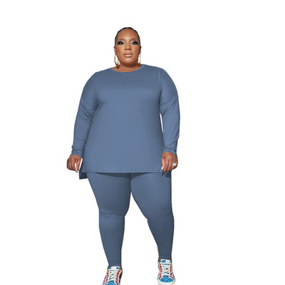 WSFEC XL-5XL Jesenné outfity 2022 Dámske oblečenie Plus Size Dámske oblečenie Dvojdielne súpravy Dámske voľné ležérne top s dlhým rukávom a nohavice
