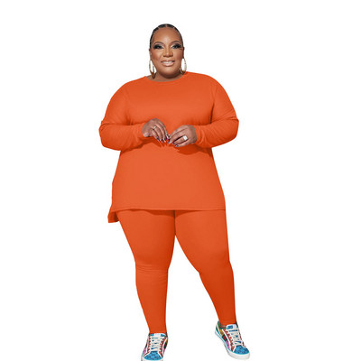 WSFEC XL-5XL Jesenné outfity 2022 Dámske oblečenie Plus Size Dámske oblečenie Dvojdielne súpravy Dámske voľné ležérne top s dlhým rukávom a nohavice